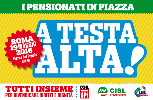 Auser aderisce alla manifestazione unitaria dei pensionati del 19 maggio a Roma
