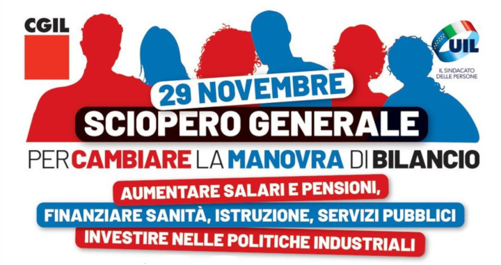 Auser aderisce e partecipa alla Sciopero Generale del 29 novembre