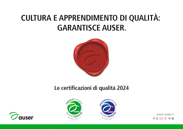 Certificazione di qualità firmata Auser per l’apprendimento permanente