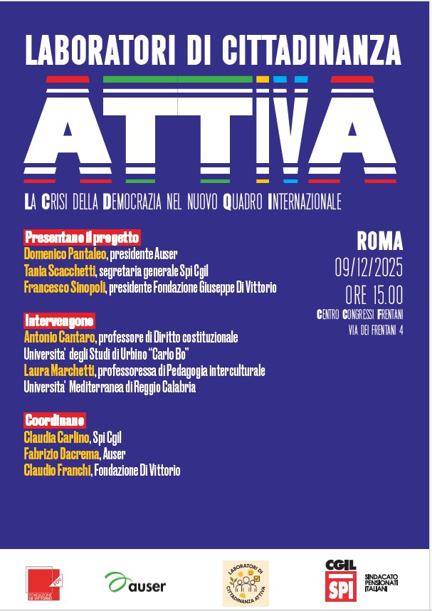 “Laboratori di cittadinanza attiva”: il 9 dicembre l’evento inaugurale del percorso formativo