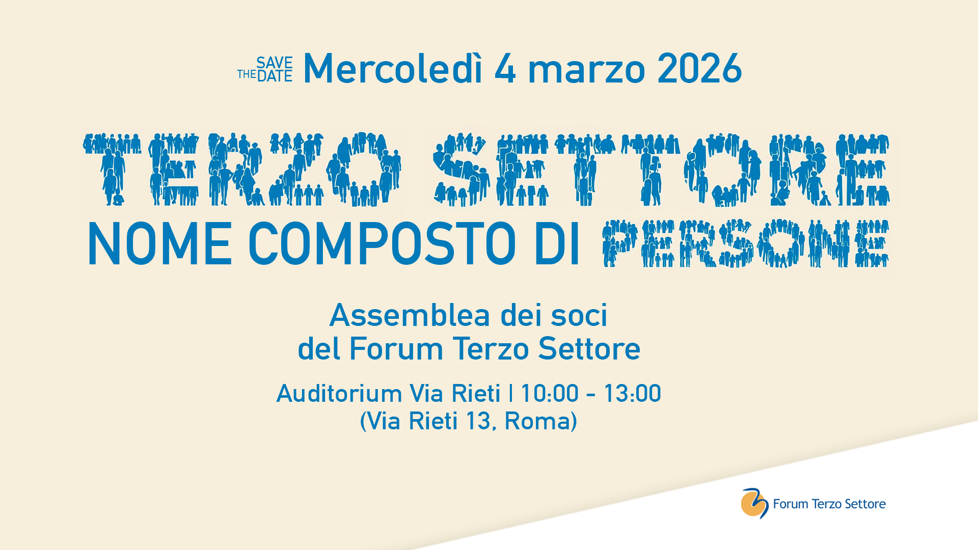 Il 4 marzo a Roma l’Assemblea del Forum Nazionale del Terzo Settore