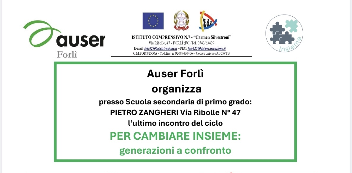 Forlì, si chiude il ciclo di incontri “Per cambiare insieme: generazioni a confronto” alla scuola Zangheri di via Ribolle. Una iniziativa molto apprezzata