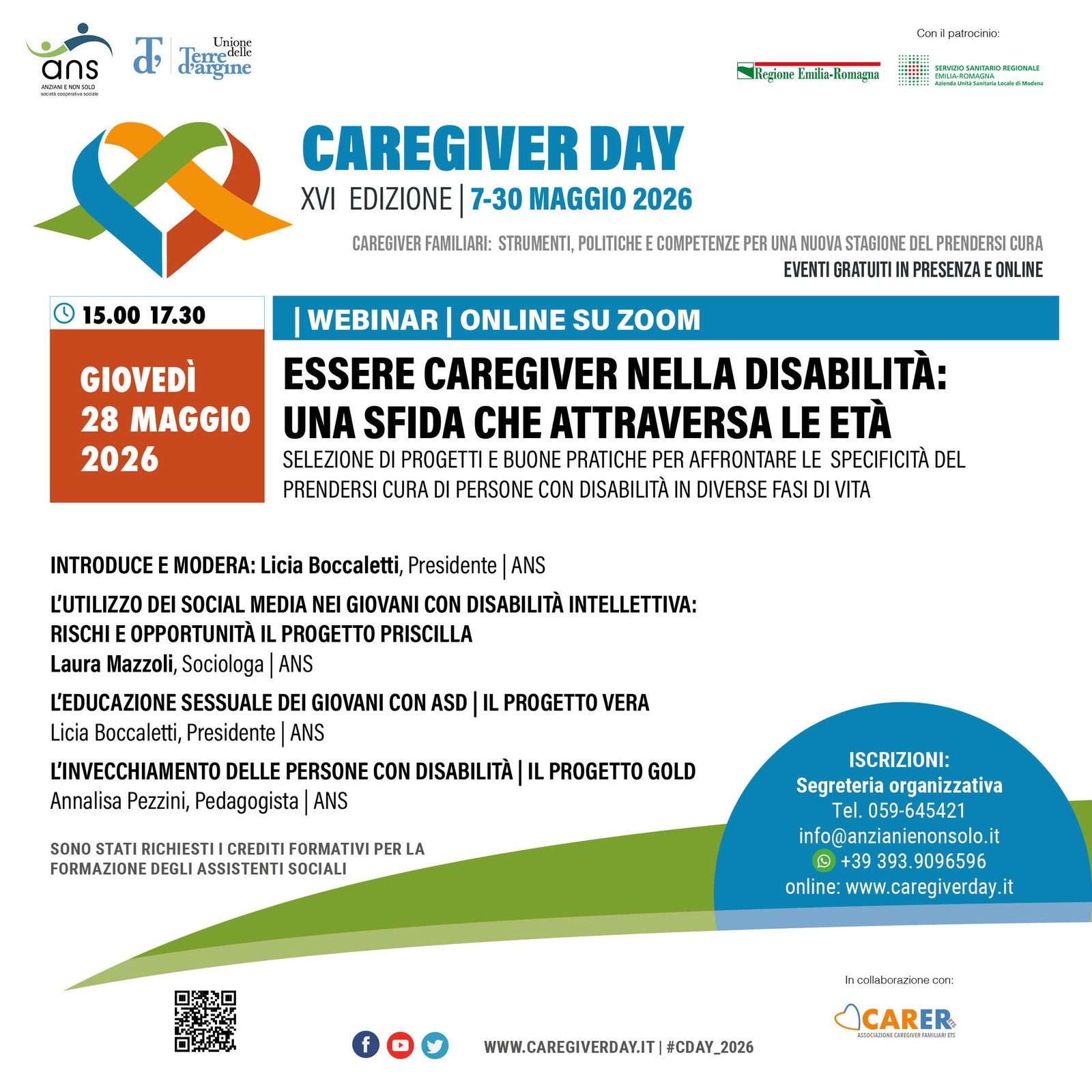 Essere caregiver nella disabilità, una sfida che attraversa l’età. Giovedì 28 maggio su Zoom dalle 15.00 alle 17,30