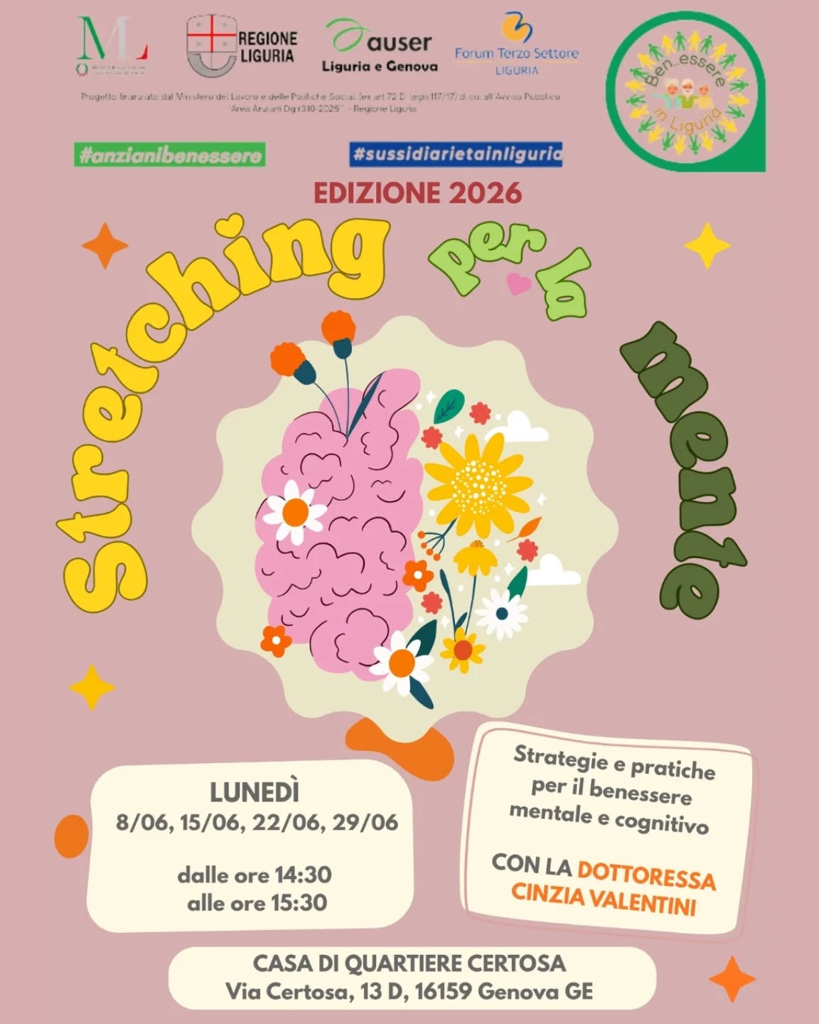 Genova, per tutto giugno incontri di “stretching per la mente”