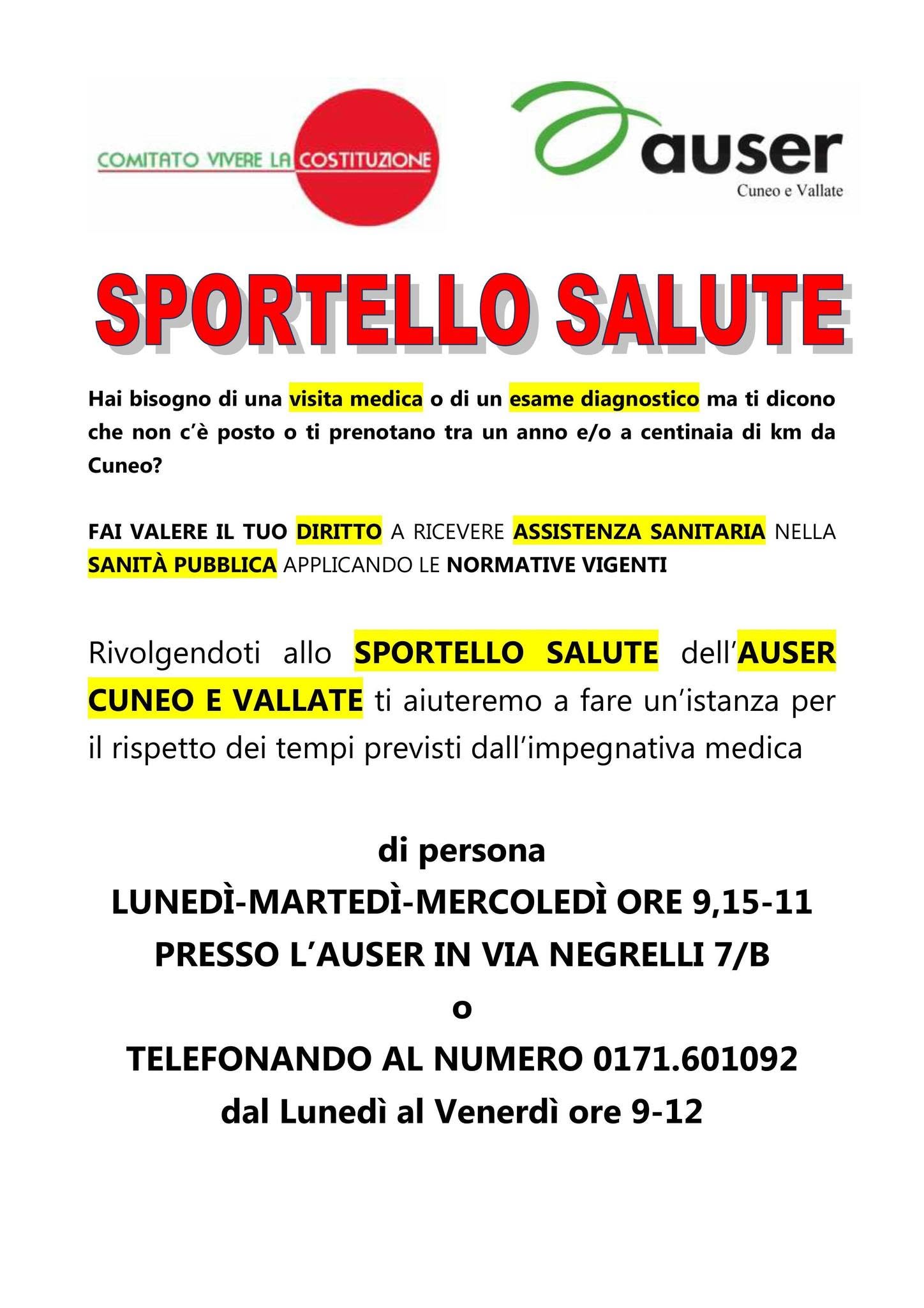 Borgo San Dalmazzo (CN), attivo lo Sportello Salute